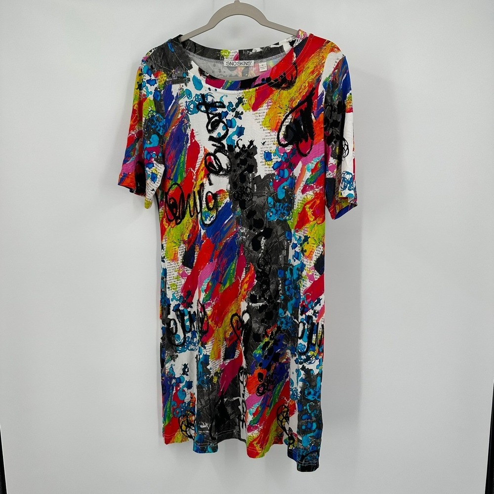 Snoskins Womens Abstract Pop Art Dress Size L Avant Garde Maximalist Graphic